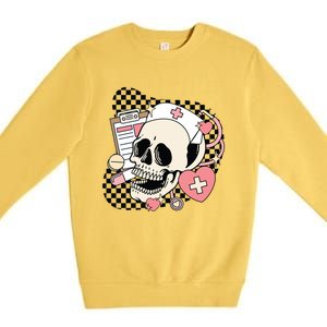 Funny Nurse Skeleton Cute Gift Premium Crewneck Sweatshirt