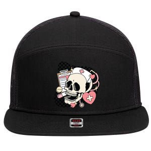 Funny Nurse Skeleton Cute Gift 7 Panel Mesh Trucker Snapback Hat