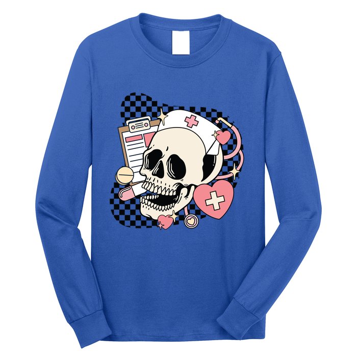 Funny Nurse Skeleton Cute Gift Long Sleeve Shirt