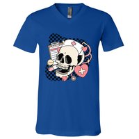 Funny Nurse Skeleton Cute Gift V-Neck T-Shirt