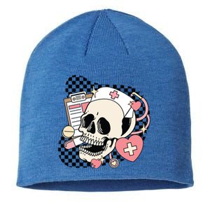 Funny Nurse Skeleton Cute Gift Sustainable Beanie