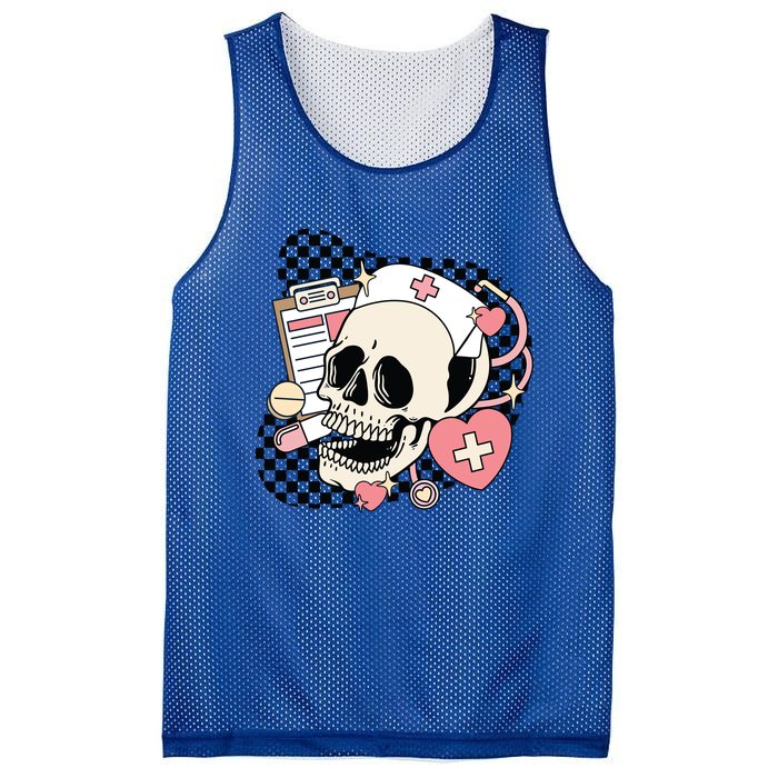 Funny Nurse Skeleton Cute Gift Mesh Reversible Basketball Jersey Tank