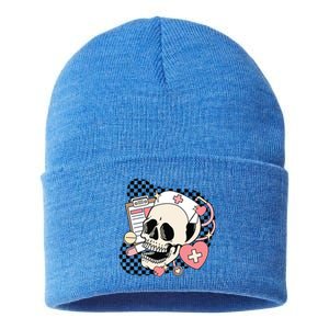 Funny Nurse Skeleton Cute Gift Sustainable Knit Beanie