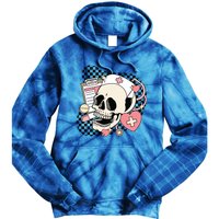 Funny Nurse Skeleton Cute Gift Tie Dye Hoodie