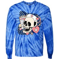 Funny Nurse Skeleton Cute Gift Tie-Dye Long Sleeve Shirt