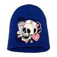 Funny Nurse Skeleton Cute Gift Short Acrylic Beanie