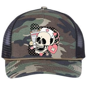 Funny Nurse Skeleton Cute Gift Retro Rope Trucker Hat Cap