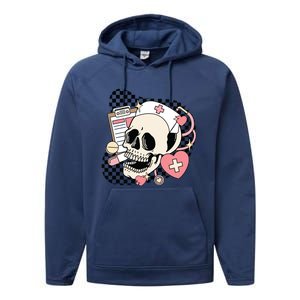 Funny Nurse Skeleton Cute Gift Performance Fleece Hoodie