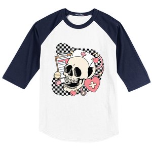 Funny Nurse Skeleton Cute Gift Baseball Sleeve Shirt