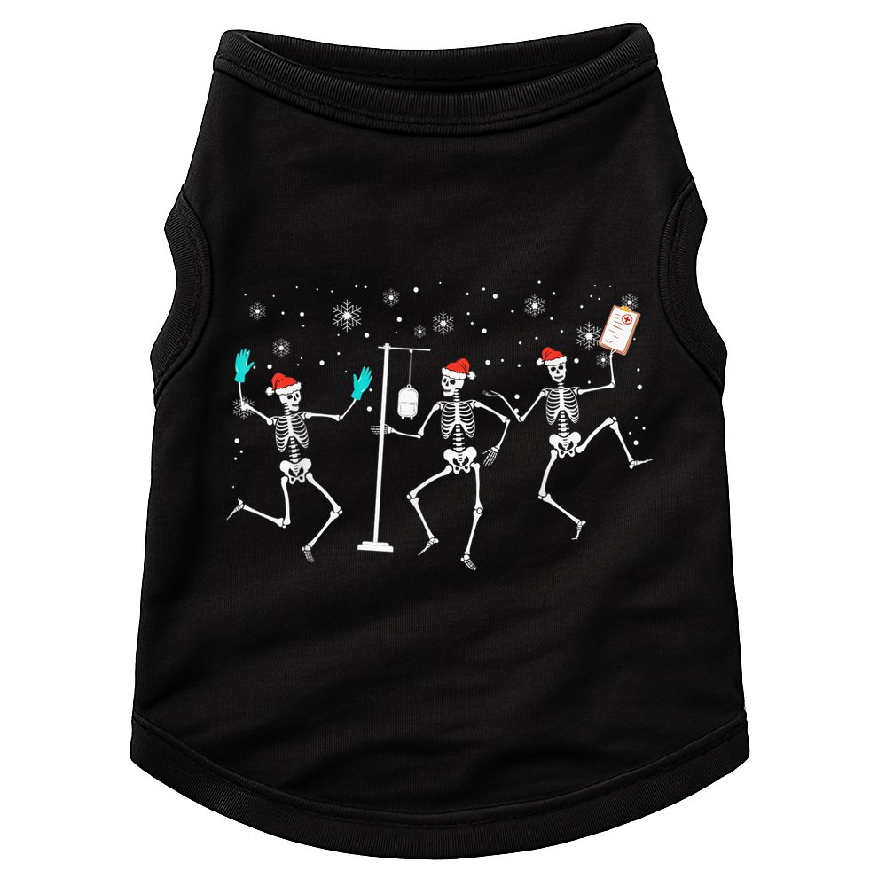 Funny Nurse Skeleton Christmas healthcare Crew Santa Doggie Tank