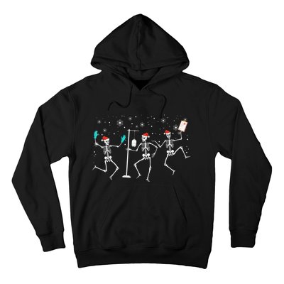 Funny Nurse Skeleton Christmas healthcare Crew Santa Hoodie