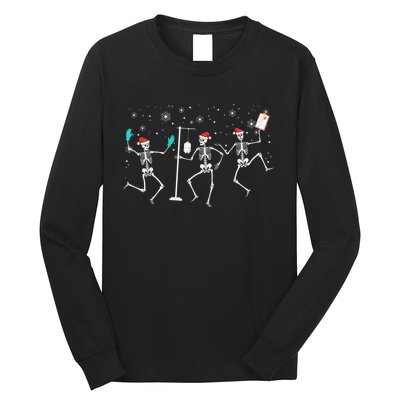 Funny Nurse Skeleton Christmas healthcare Crew Santa Long Sleeve Shirt