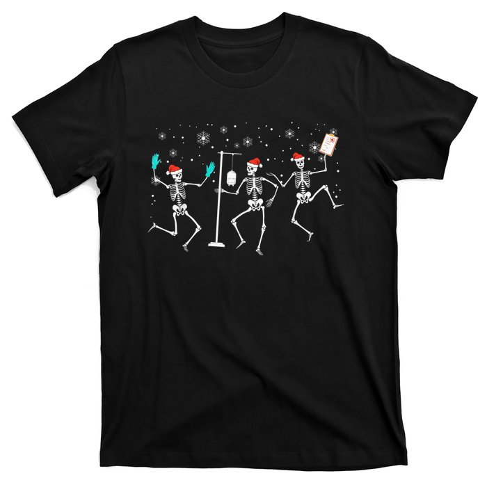 Funny Nurse Skeleton Christmas healthcare Crew Santa T-Shirt