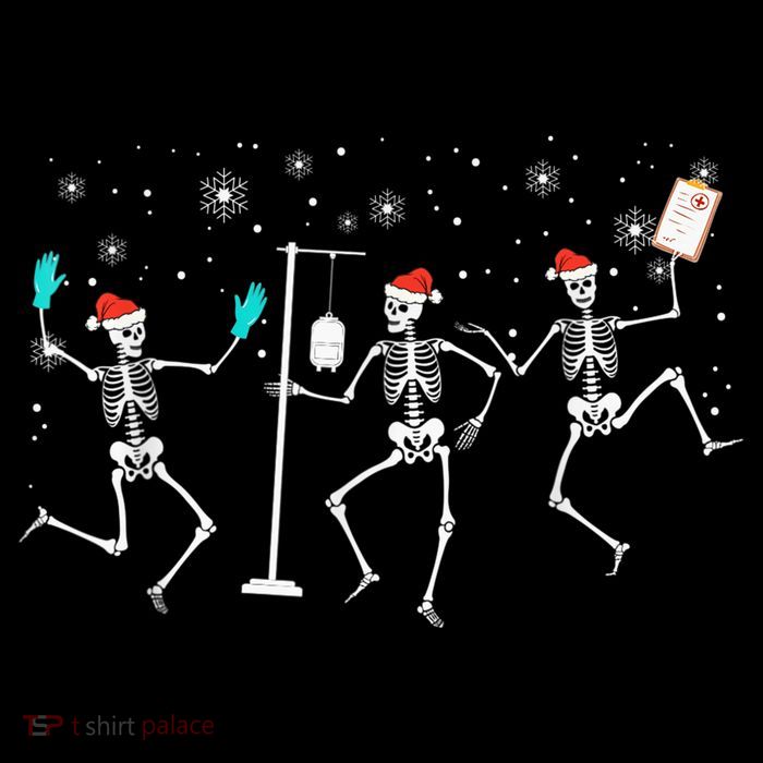 Funny Nurse Skeleton Christmas healthcare Crew Santa T-Shirt