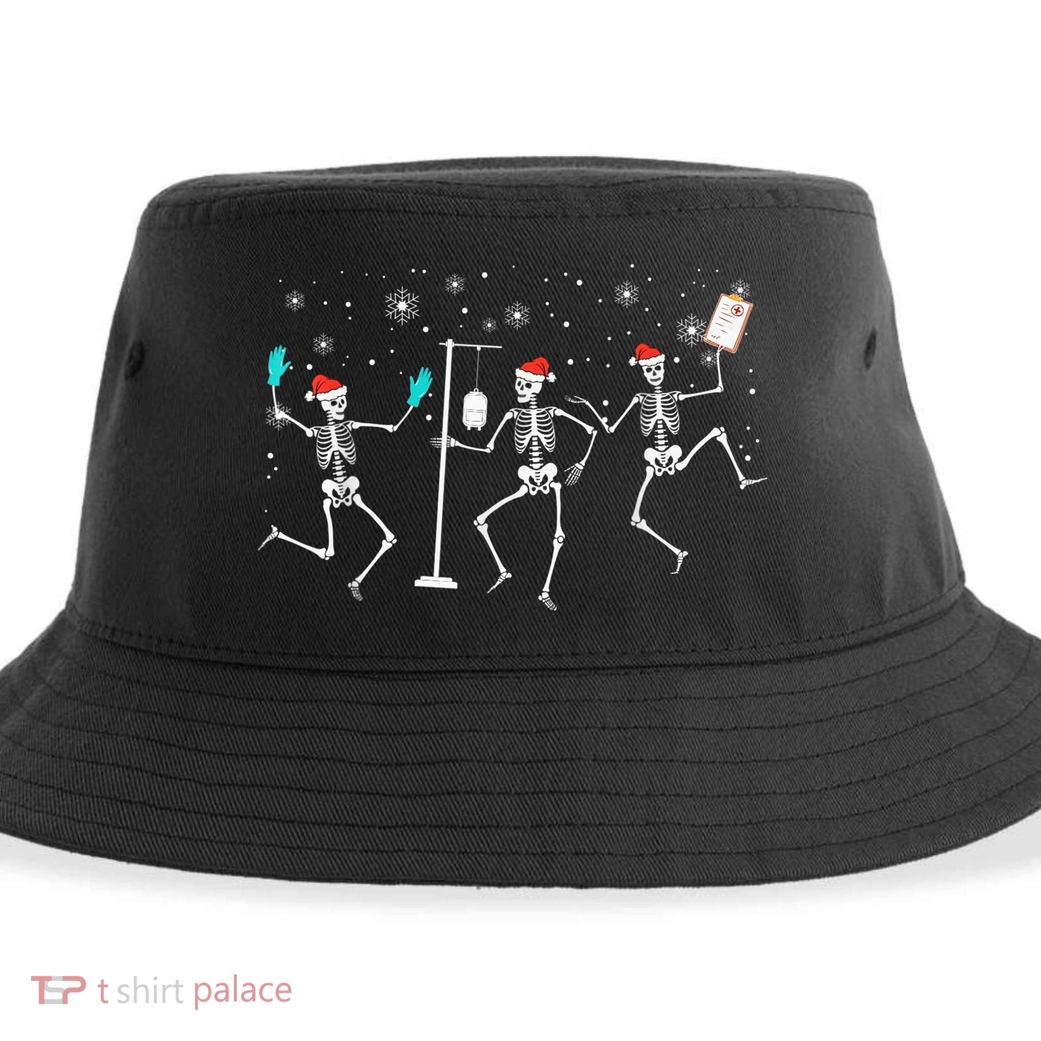 Funny Nurse Skeleton Christmas healthcare Crew Santa Sustainable Bucket Hat