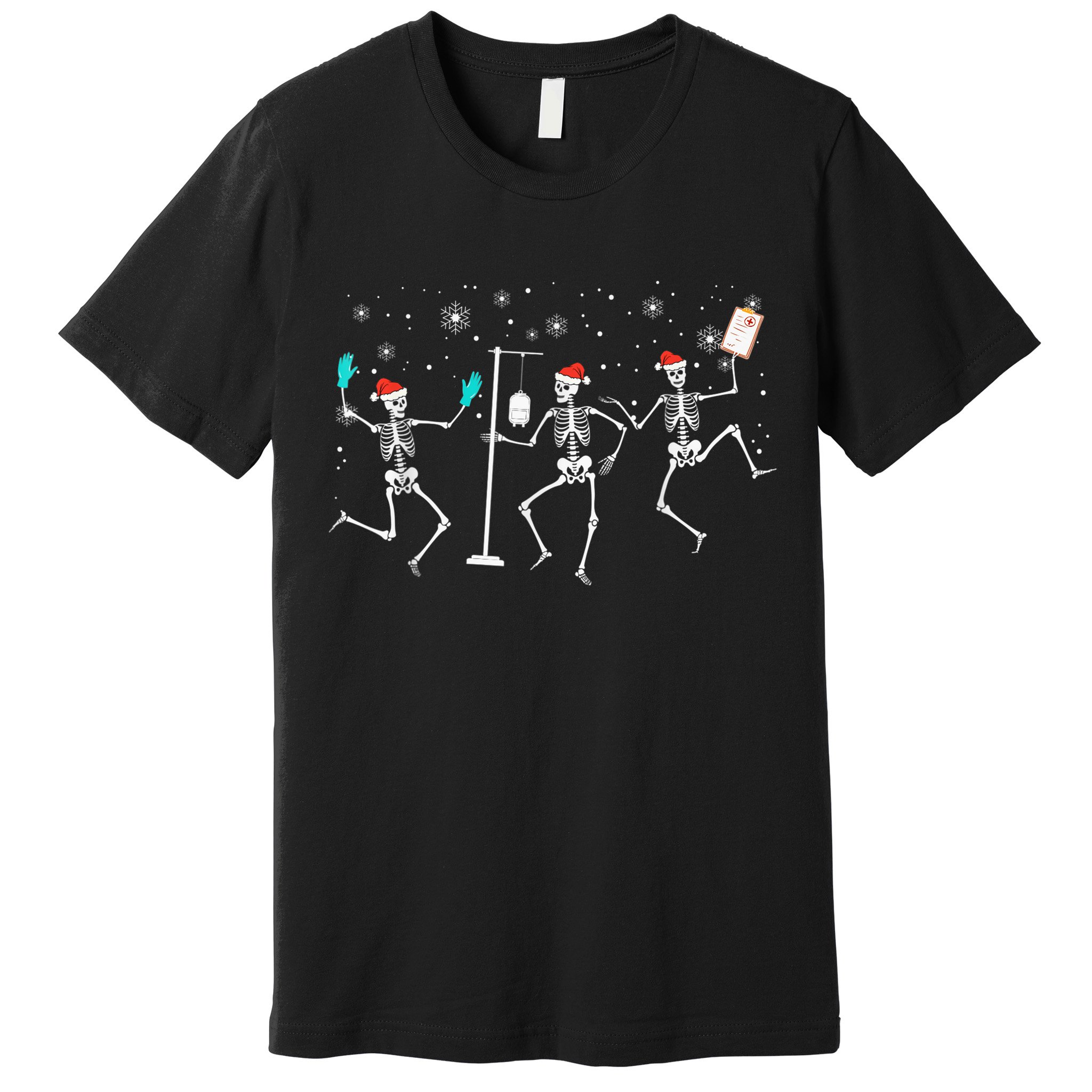 Funny Nurse Skeleton Christmas healthcare Crew Santa Premium T-Shirt