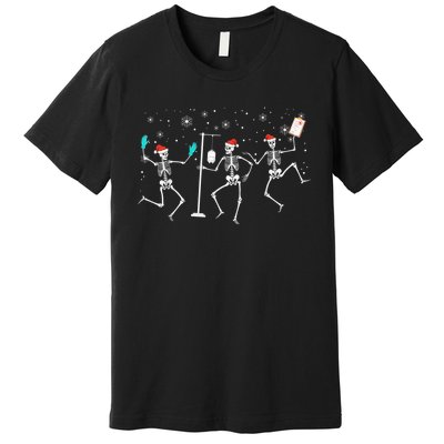 Funny Nurse Skeleton Christmas healthcare Crew Santa Premium T-Shirt