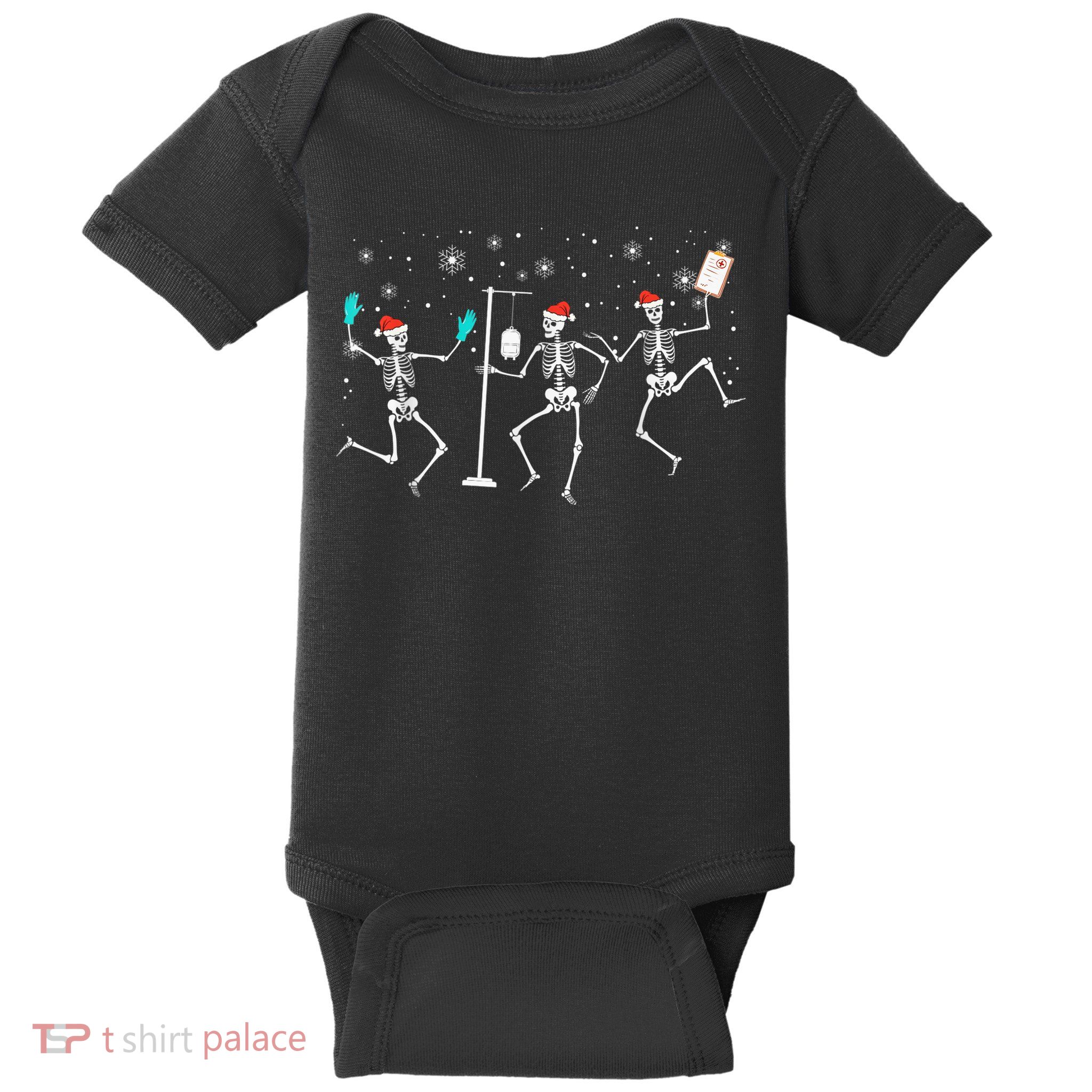 Funny Nurse Skeleton Christmas healthcare Crew Santa Baby Bodysuit