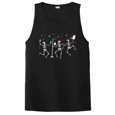 Funny Nurse Skeleton Christmas healthcare Crew Santa PosiCharge Competitor Tank