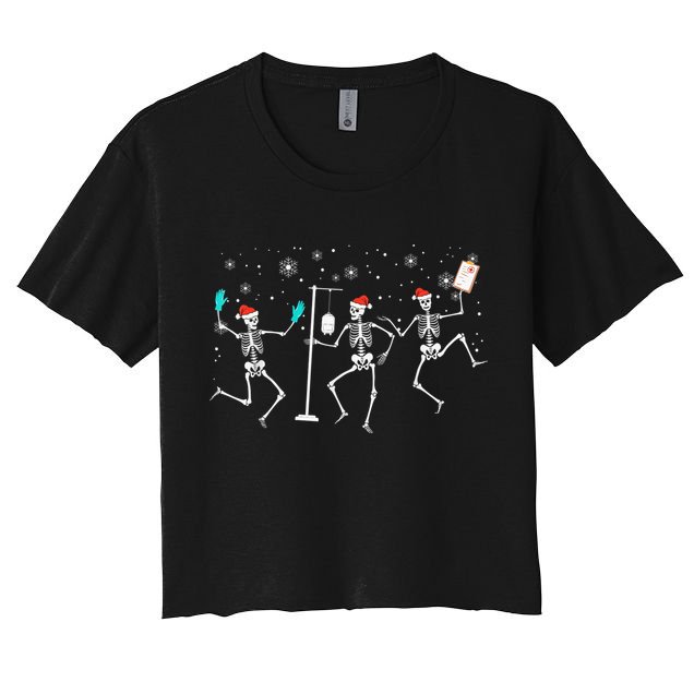 Funny Nurse Skeleton Christmas healthcare Crew Santa Crop Top