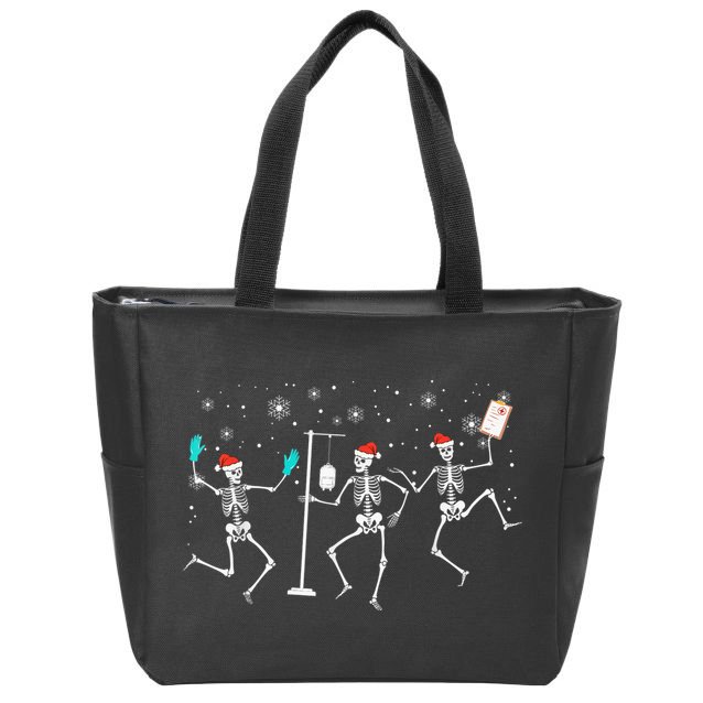 Funny Nurse Skeleton Christmas healthcare Crew Santa Zip Tote Bag