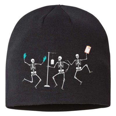 Funny Nurse Skeleton Halloween Healthcare Crew Skeleton Sustainable Beanie