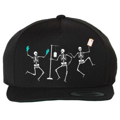 Funny Nurse Skeleton Halloween Healthcare Crew Skeleton Wool Snapback Cap