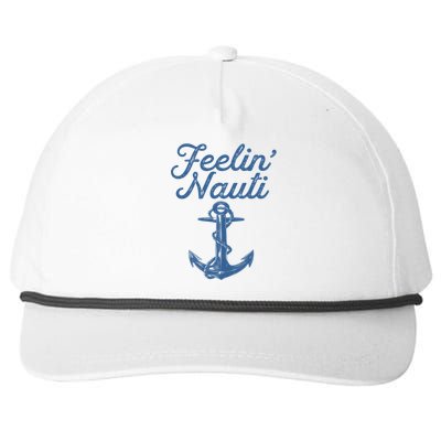 Feelin Nauti Sailing Boating Nautical Lake Funny Sailor Gift Snapback Five-Panel Rope Hat