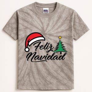 Feliz Navidad Spanish Christmas Santa Hat Merry Christmas Kids Tie-Dye T-Shirt