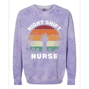 Funny Night Shift Nurse Spooky Halloween Rn Nurses Gift Colorblast Crewneck Sweatshirt