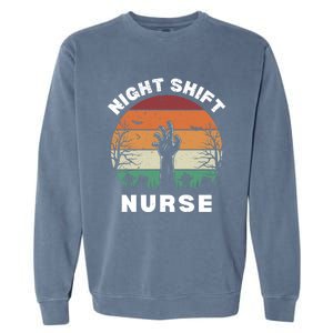 Funny Night Shift Nurse Spooky Halloween Rn Nurses Gift Garment-Dyed Sweatshirt