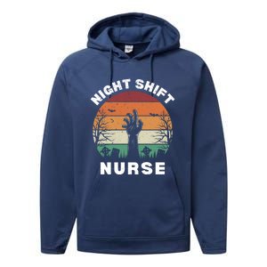 Funny Night Shift Nurse Spooky Halloween Rn Nurses Gift Performance Fleece Hoodie