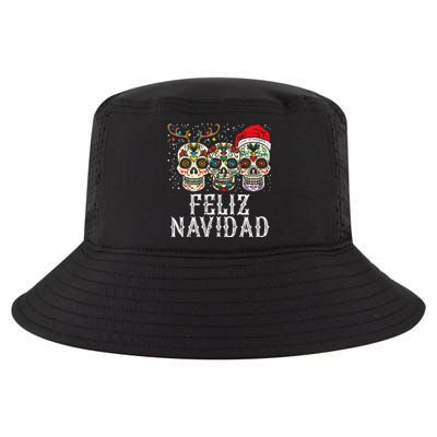 Feliz Navidad Sugar Skulls Reindeer Santa Mexican Christmas Cool Comfort Performance Bucket Hat