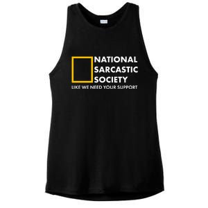 Funny National Sarcastic Society Ladies PosiCharge Tri-Blend Wicking Tank