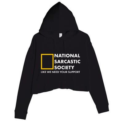 Funny National Sarcastic Society Crop Fleece Hoodie