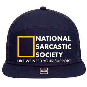 Funny National Sarcastic Society 7 Panel Mesh Trucker Snapback Hat