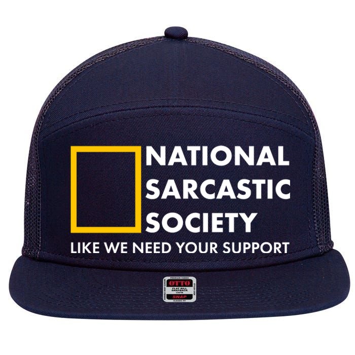 Funny National Sarcastic Society 7 Panel Mesh Trucker Snapback Hat