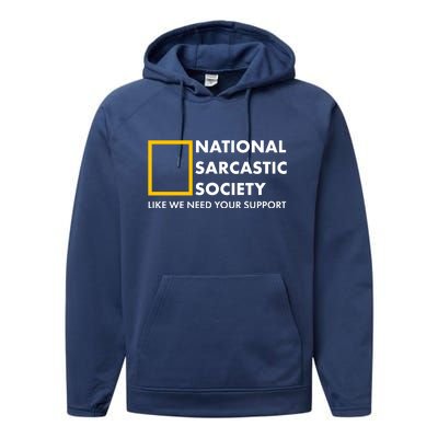 Funny National Sarcastic Society Performance Fleece Hoodie