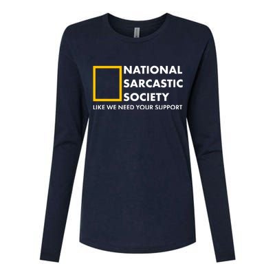 Funny National Sarcastic Society Womens Cotton Relaxed Long Sleeve T-Shirt