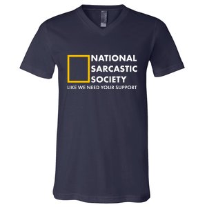 Funny National Sarcastic Society V-Neck T-Shirt