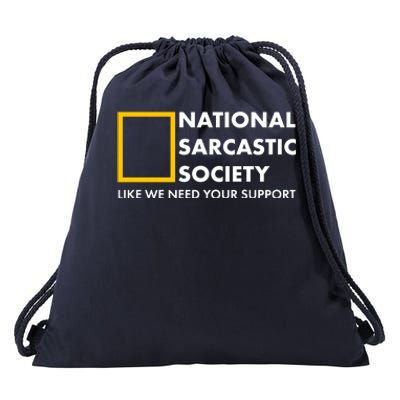 Funny National Sarcastic Society Drawstring Bag