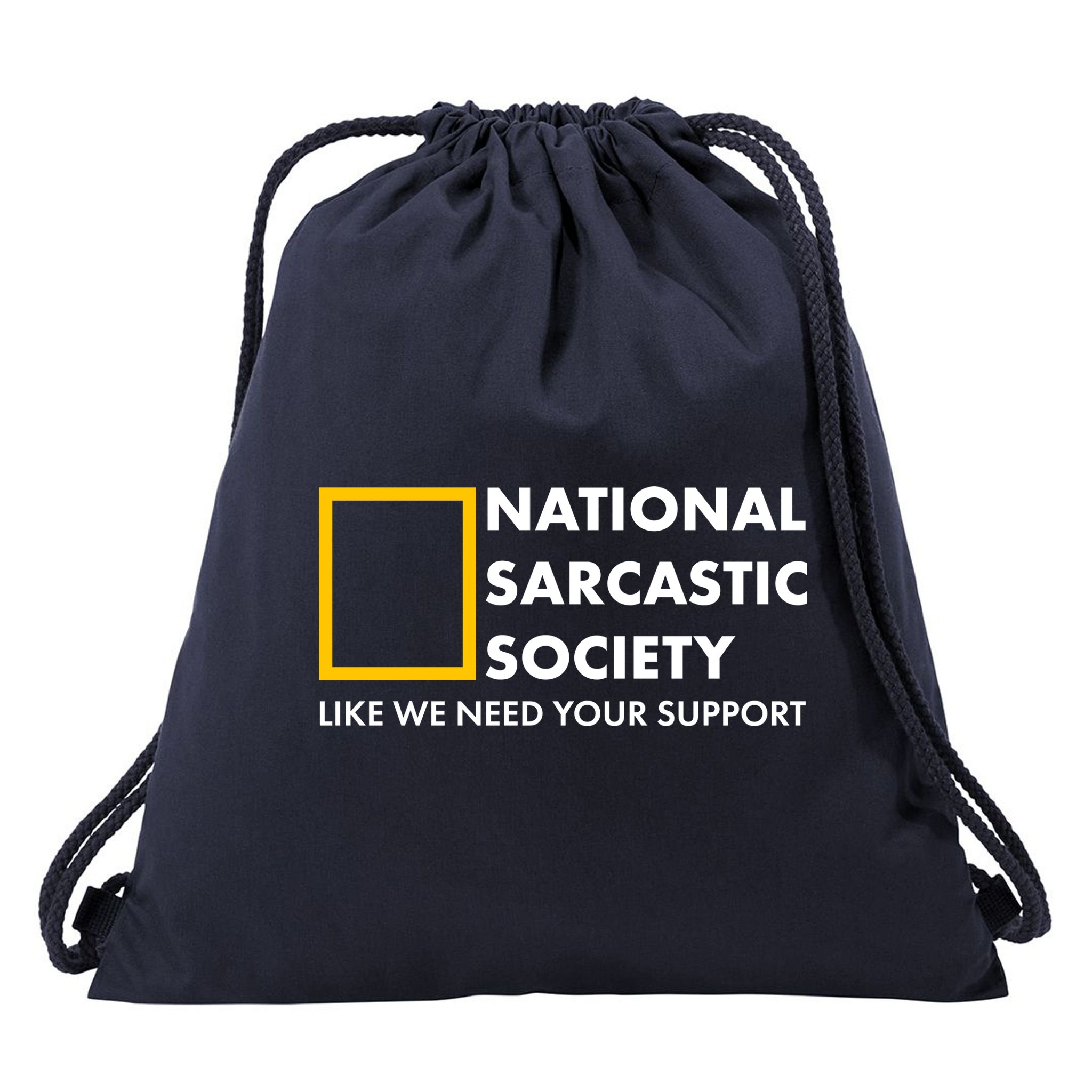 Funny National Sarcastic Society Drawstring Bag