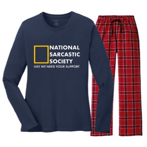 Funny National Sarcastic Society Women's Long Sleeve Flannel Pajama Set 