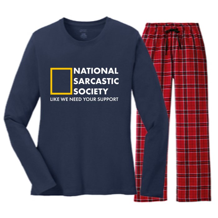 Funny National Sarcastic Society Women's Long Sleeve Flannel Pajama Set 