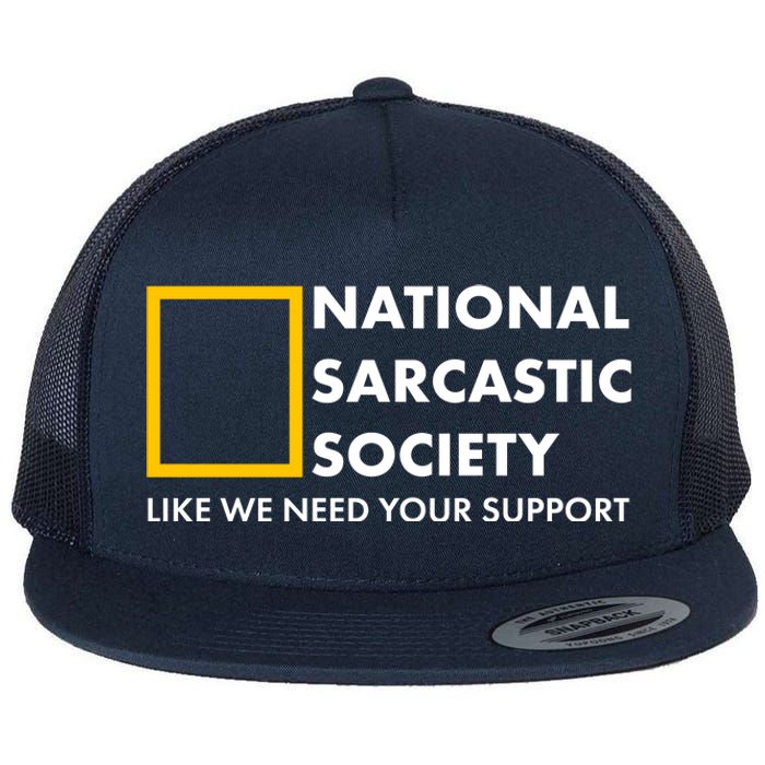 Funny National Sarcastic Society Flat Bill Trucker Hat