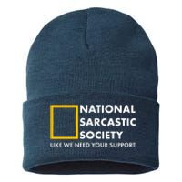 Funny National Sarcastic Society Sustainable Knit Beanie