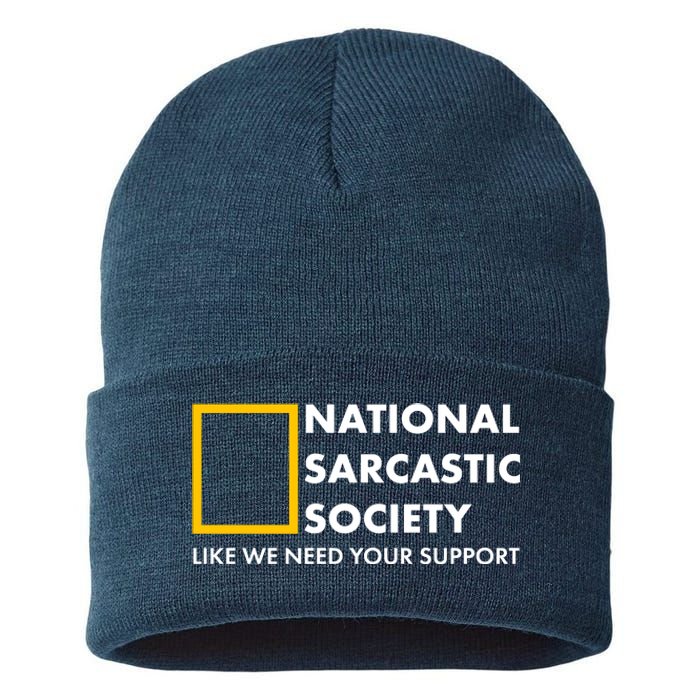 Funny National Sarcastic Society Sustainable Knit Beanie