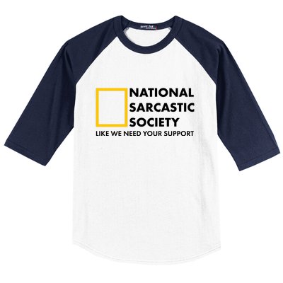 Funny National Sarcastic Society Baseball Sleeve Shirt