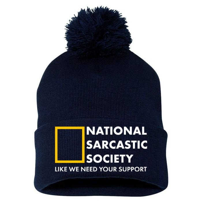 Funny National Sarcastic Society Pom Pom 12in Knit Beanie