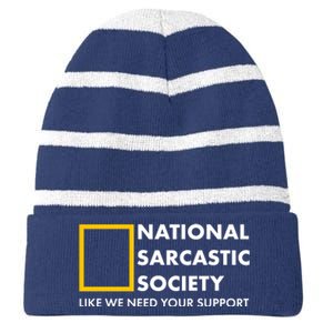 Funny National Sarcastic Society Striped Beanie with Solid Band